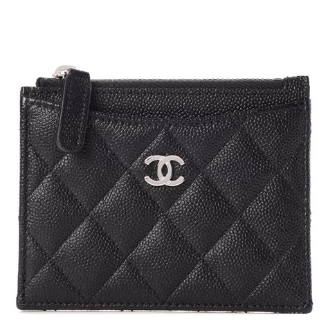 chanel caviar zip card holder